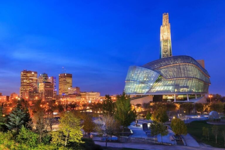 The Canadian Museum for Human Rights with its striking architecture and exhibits on global human rights issues.