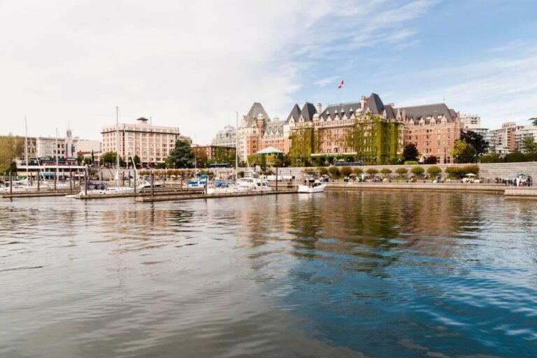 Victoria's Inner Harbour with floatplanes, whale-watching tours, and the Empress Hotel